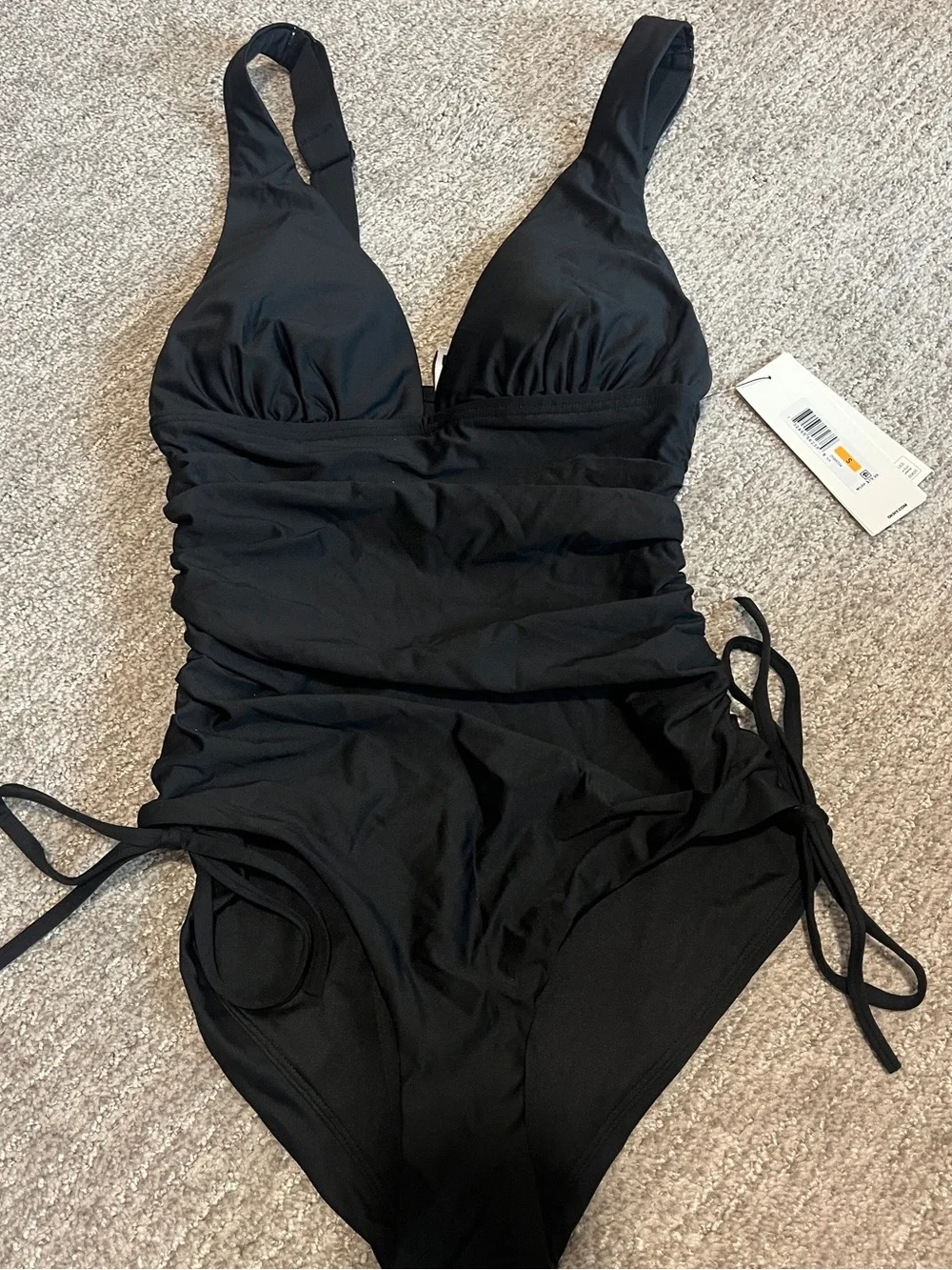 Shirred Side-tie One Piece Swimsuit with Tummy Control S 1416/bb7-3 - Picture 8 of 9